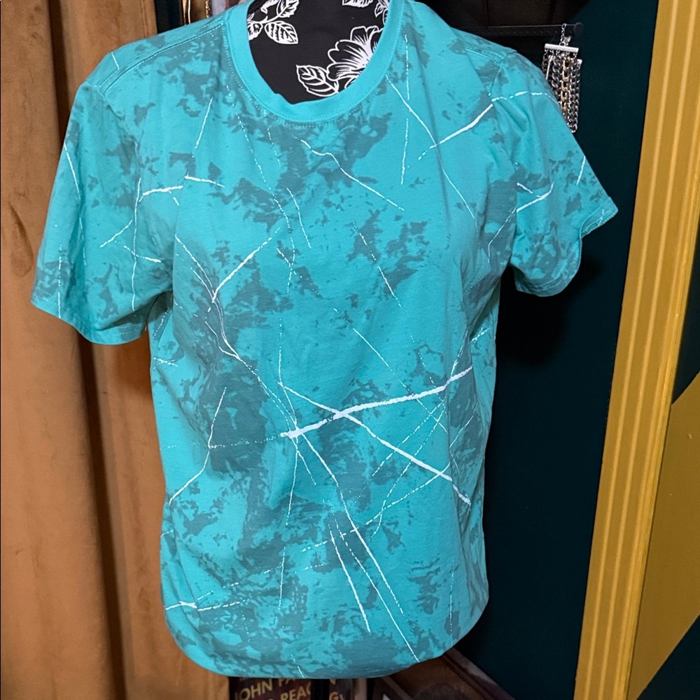 Teal Abstract Short Sleeve Tee
